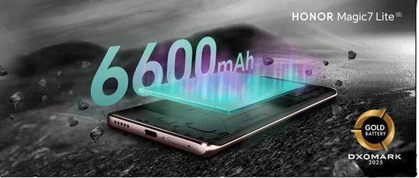 HONOR Magic7 Lite con batería de silicio-carbono de 6.600 mAh, líder en DXOMark.