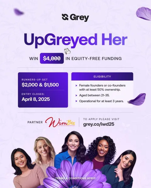 Ganadoras de UpGreyed Her 2025 celebrando los premios de Grey a mujeres emprendedoras en Brasil y Nigeria