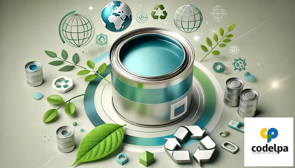 Envase metálico de pintura sostenible, representando las iniciativas ecológicas de Codelpa en Chile.