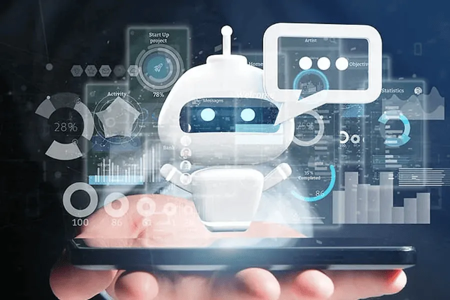 Asistente virtual con IA Conversacional optimizando procesos empresariales.