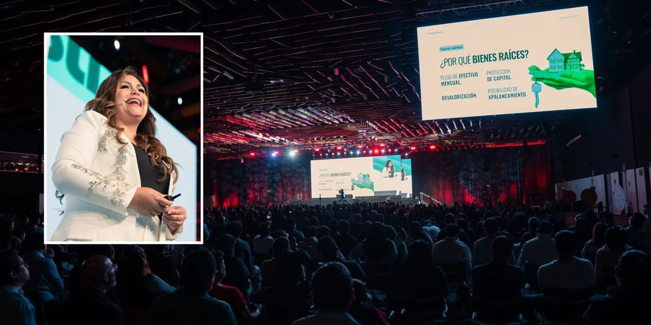Gisela Rojas en Lima durante su conferencia sobre empresa, crédito y bienes raíces